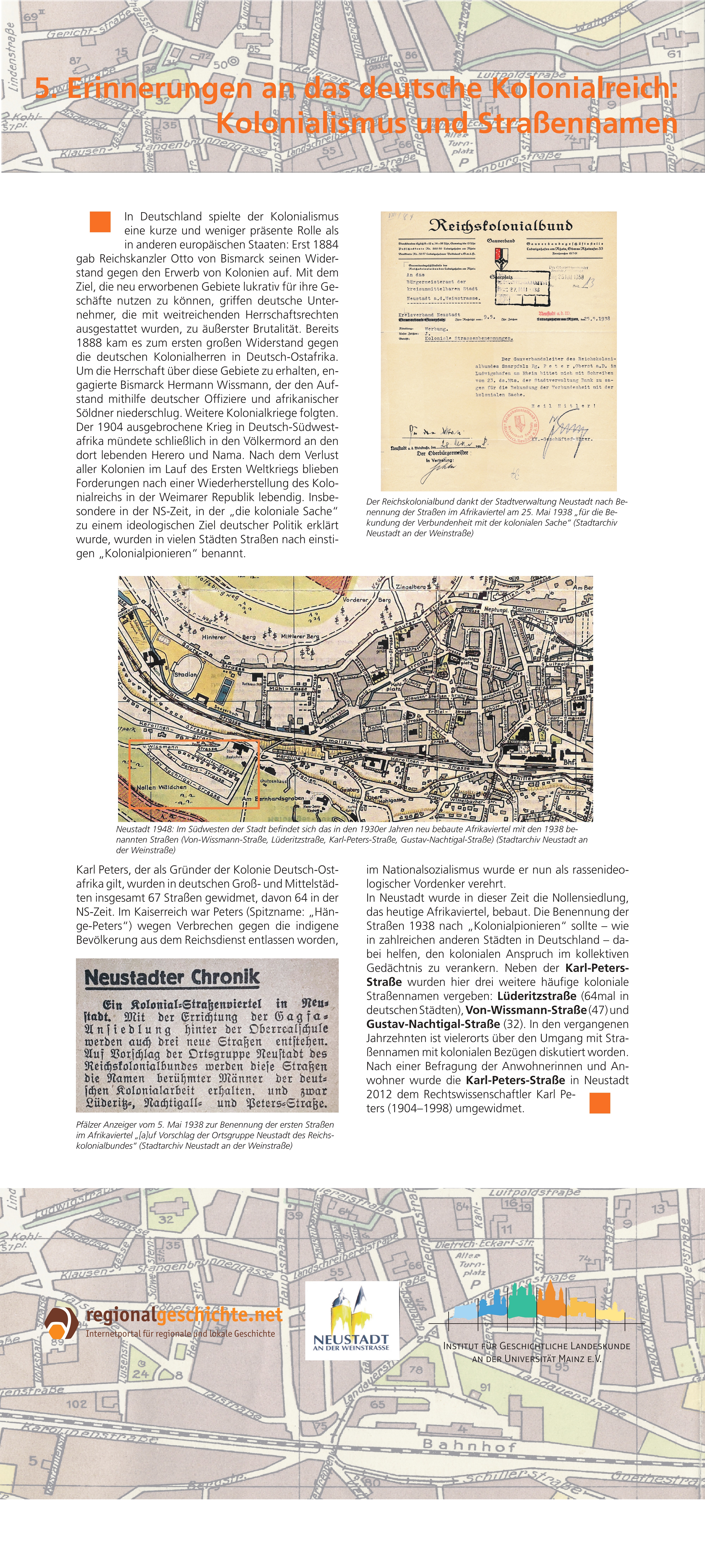 Bild vergr&ouml;&szlig;ern: Erinnerungen an das deutsche Kolonialreich: Kolonialismus und Straßennamen