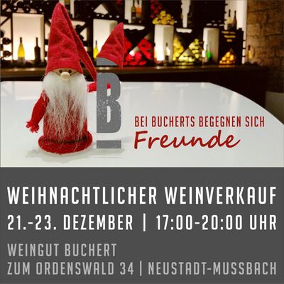 Flyer Weihnachtlicher Weinverkauf im Weingut Buchert.