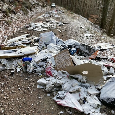 Dies ist ein neues Ausmaß illegaler Müllentsorgung im Wald.