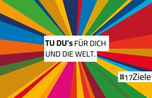 Bild vergr&ouml;&szlig;ern: TU DU's für dich und die Welt. #17ziele. Bunter Hintergrund. Das Bild verlinkt zu weiteren Informationen zum Nachhaltigkeitsbericht der Stadt Neustadt an der Weinstraße.