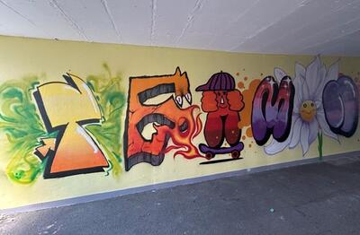 Bild vergr&ouml;&szlig;ern: Graffiti-Schriftzug "Team Neustadt" an einer Wand