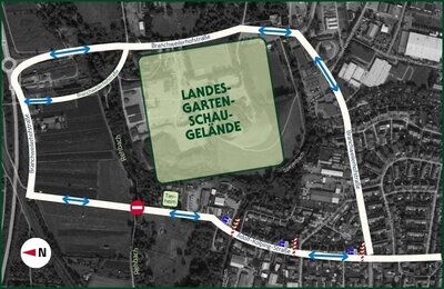 Bild vergr&ouml;&szlig;ern: Plan der Umleitung für den Fahrradverkehr an der gesperrten Tierheim-Brücke in Neustadt an der Weinstraße