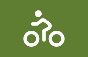 Bild vergr&ouml;&szlig;ern: Das Icon eines fahrradfahrendem Menschen auf grünem Hintergrund. Das Bild verlinkt zu weiteren Informationen über die Arbeitsgruppe Radverkehr in Neustadt an der Weinstraße.