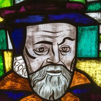 Bild vergr&ouml;&szlig;ern: Gesicht auf dem Ursinus-Fenster in der Stiftskirche