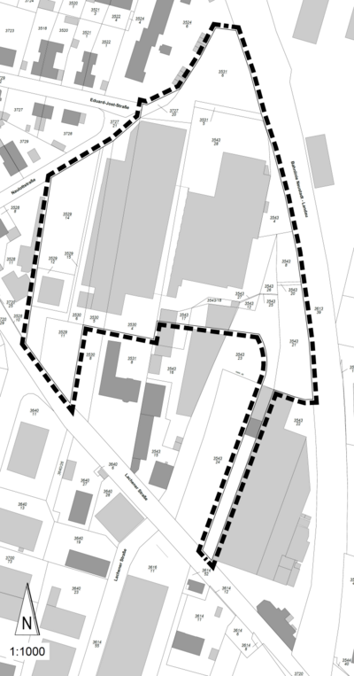 Bild vergr&ouml;&szlig;ern: Bild-Öffentliche Bekanntmachung über den Aufstellungsbeschluss zum vorhabenbezogenen Bebauungsplan „Urbanes-Quartier östlich der Lachener Straße“ im Stadtbezirk 24