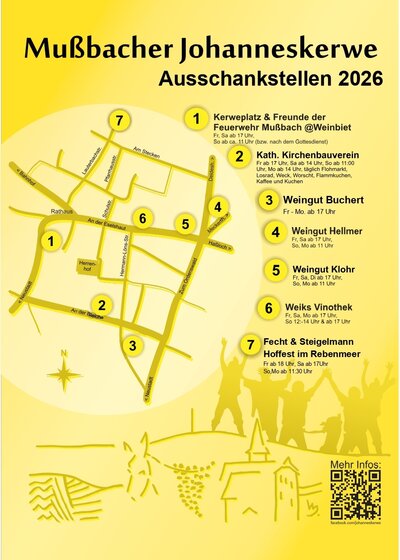 Bild vergr&ouml;&szlig;ern: Karte mit den Ausschankstellen der Mußbacher Johanneskerwe 2026