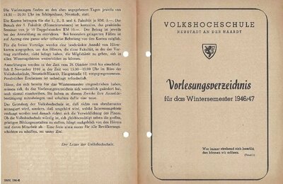 Bild vergr&ouml;&szlig;ern: Ausstellung 80 Jahre vhs Neustadt © Stadtarchiv Neustadt