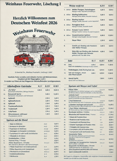 Karte Weinhaus Feuerwehr