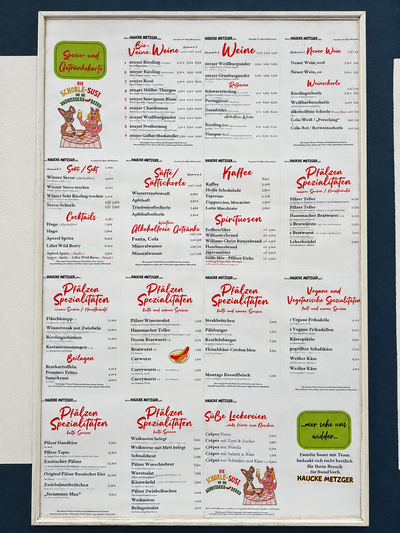 Karte "Zum Hauckemetzger"
