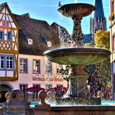 Bild vergr&ouml;&szlig;ern: Der Marktplatzbrunnen in Neustadt an der Weinstraße